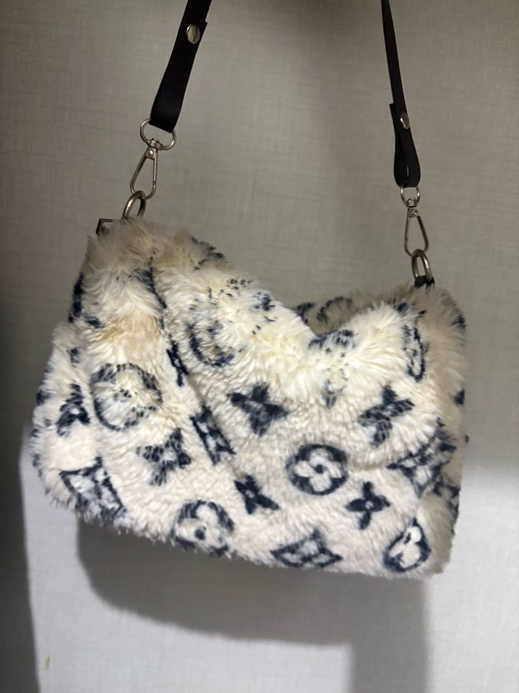 Fluffy Monogram Shoulder Bag