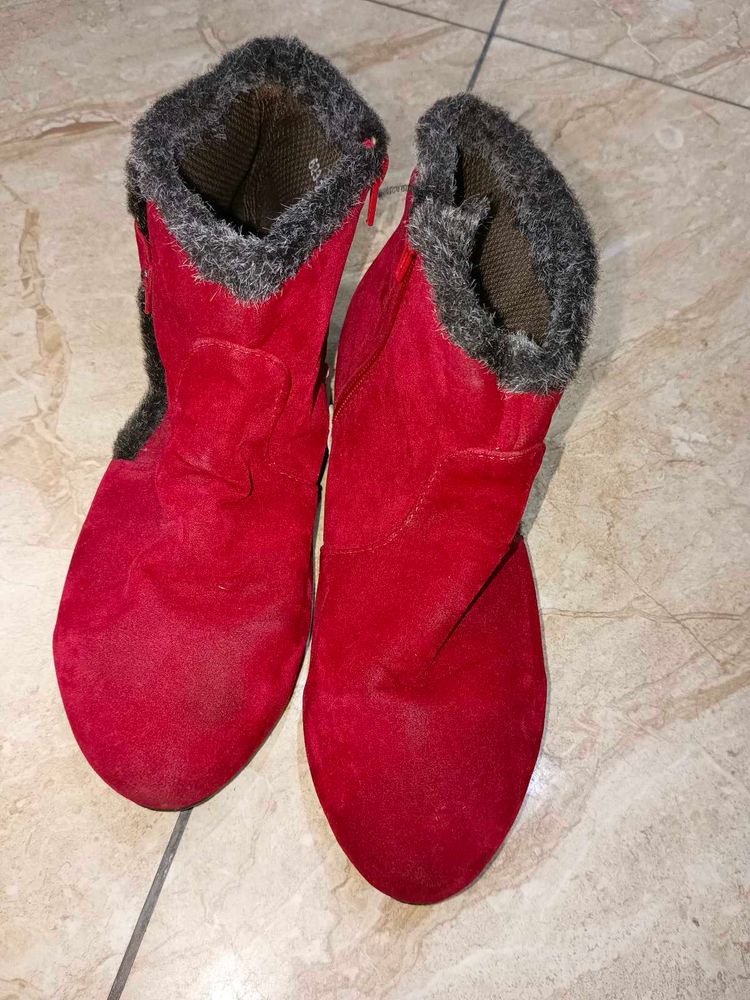 Red Suede Ankle Boots