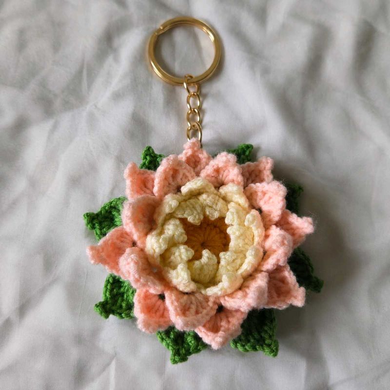 Handmade Crochet Flower Keychain