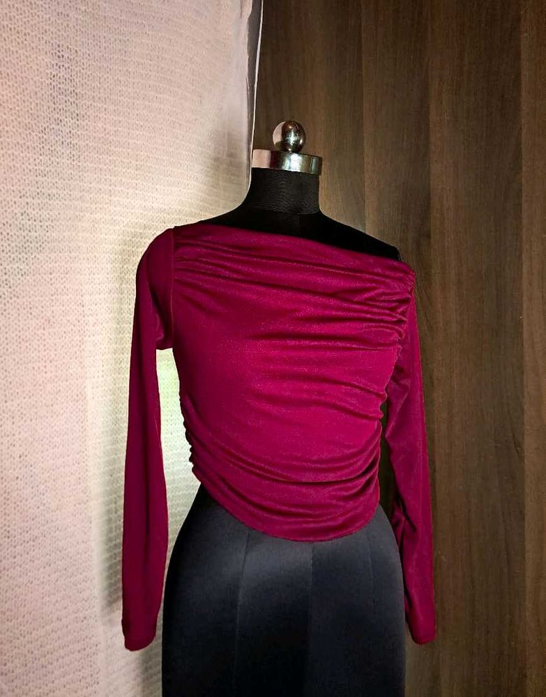 Burgundy Velvet Long Sleeve Top