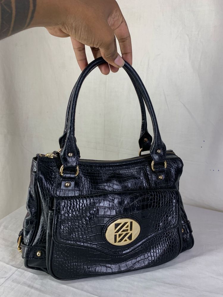 Y2K Anne Klein Croc-Embossed Shoulder Satchel