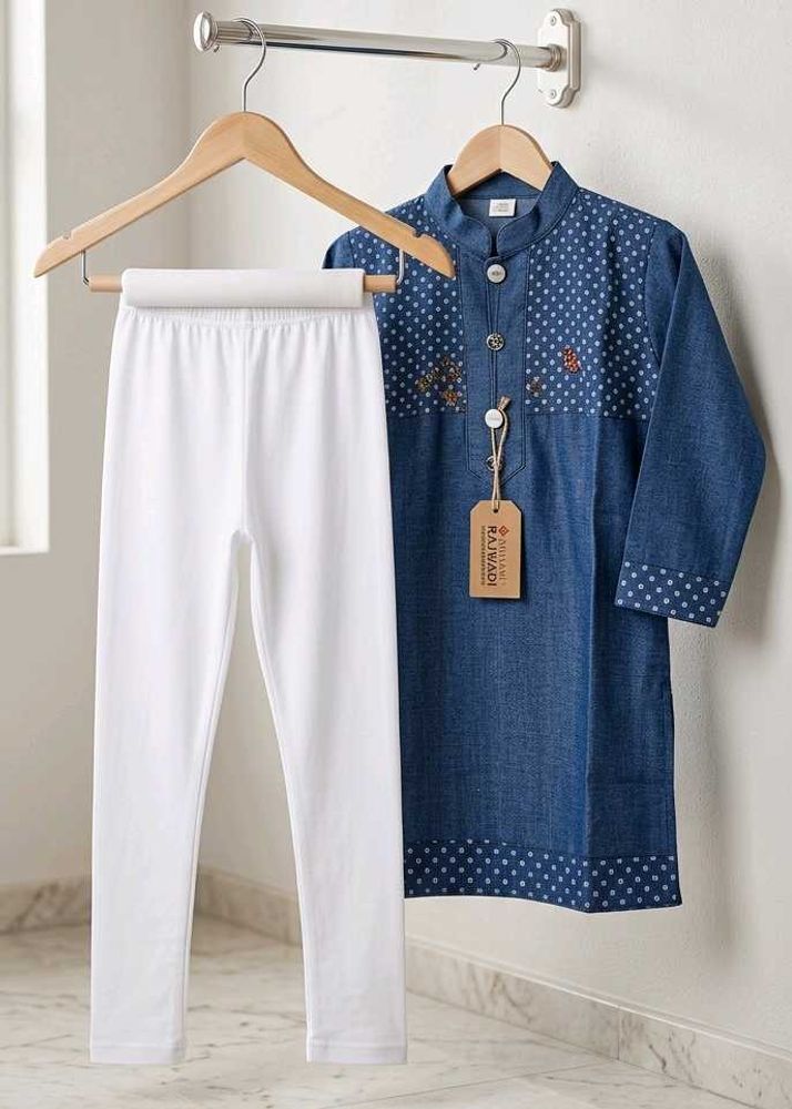 new ..Blue Kurta Set with White Leggings