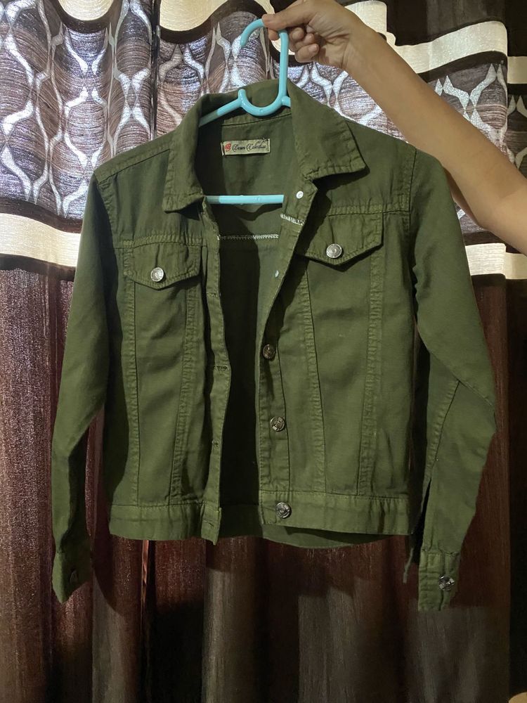 Olive Green Denim Jacket