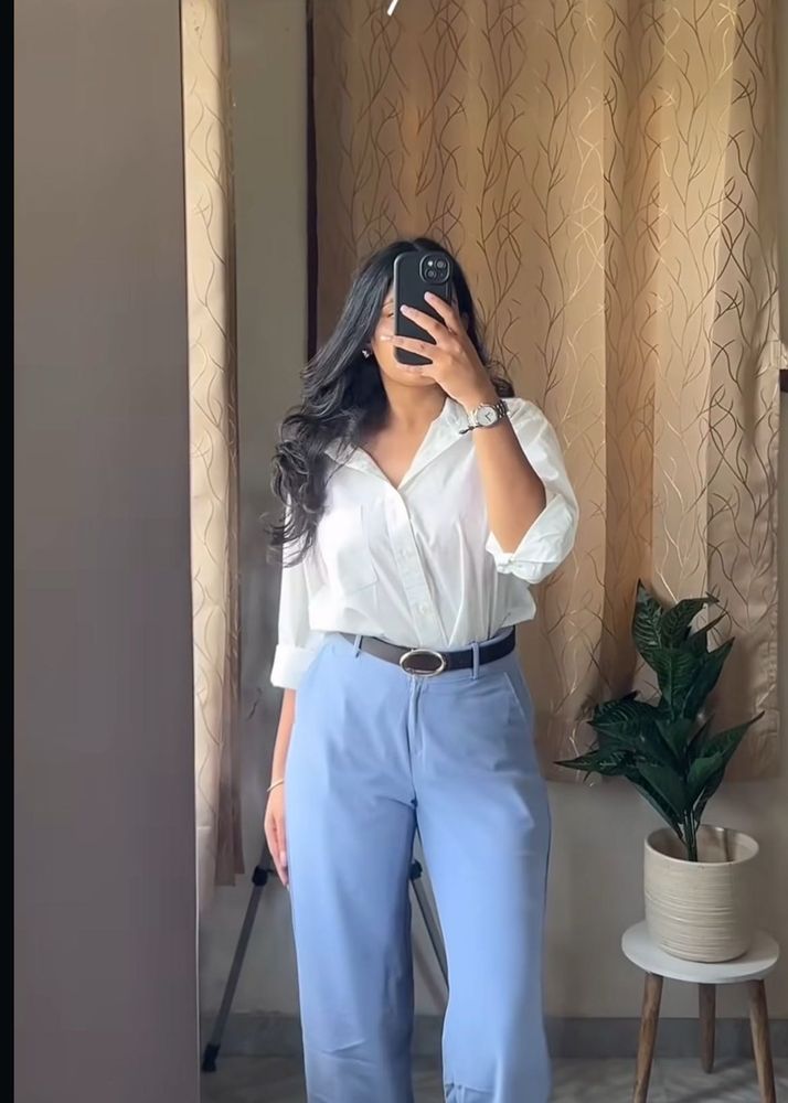 Stylish Blue Wide Leg Trousers