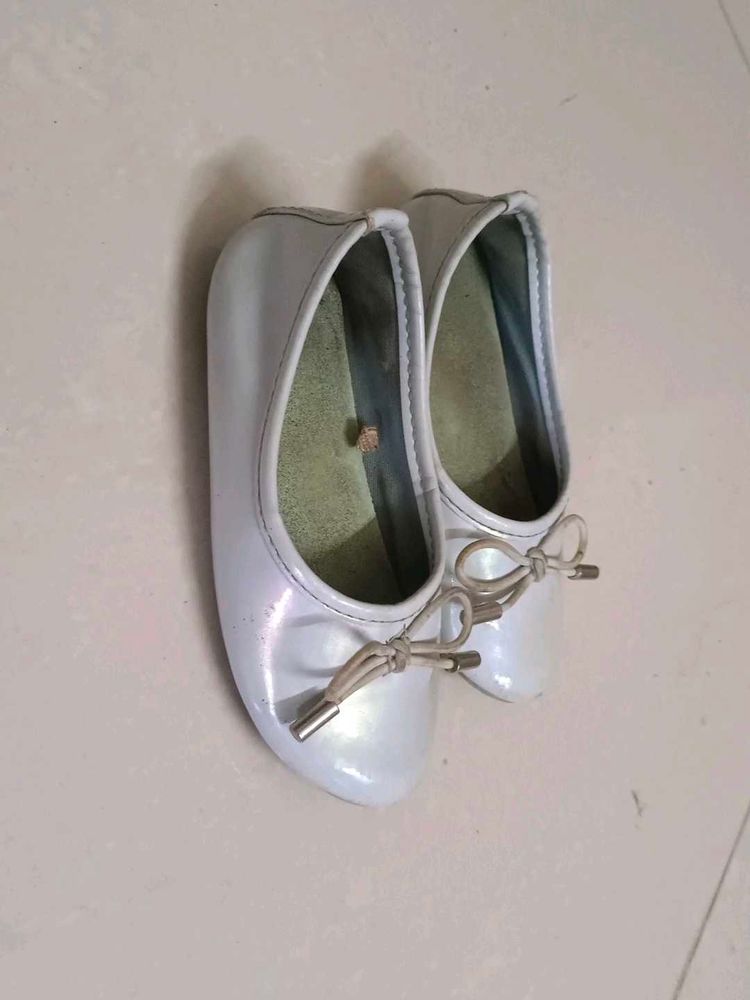 Bata White Ballet Flats with Bow