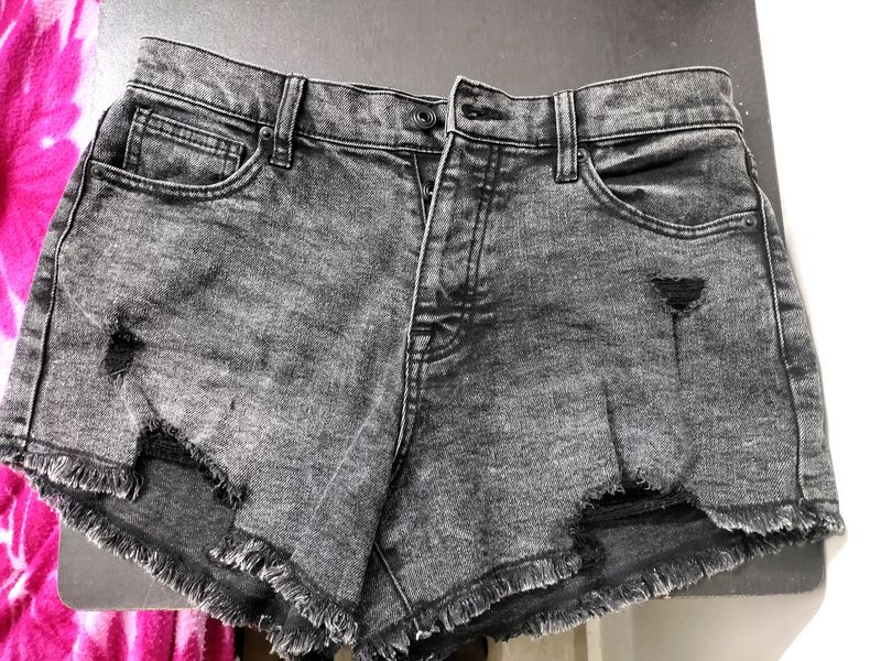 Charcoal Denim Shorts