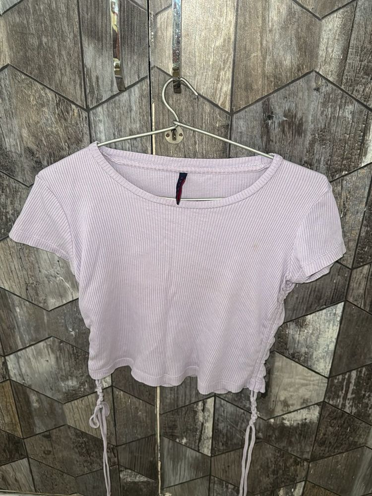 Cute Lavender Ruched Crop Top