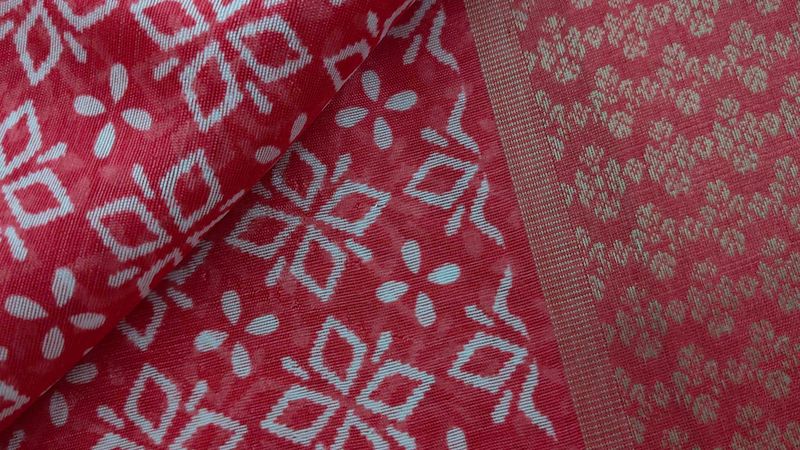 Red Printed Saree organza