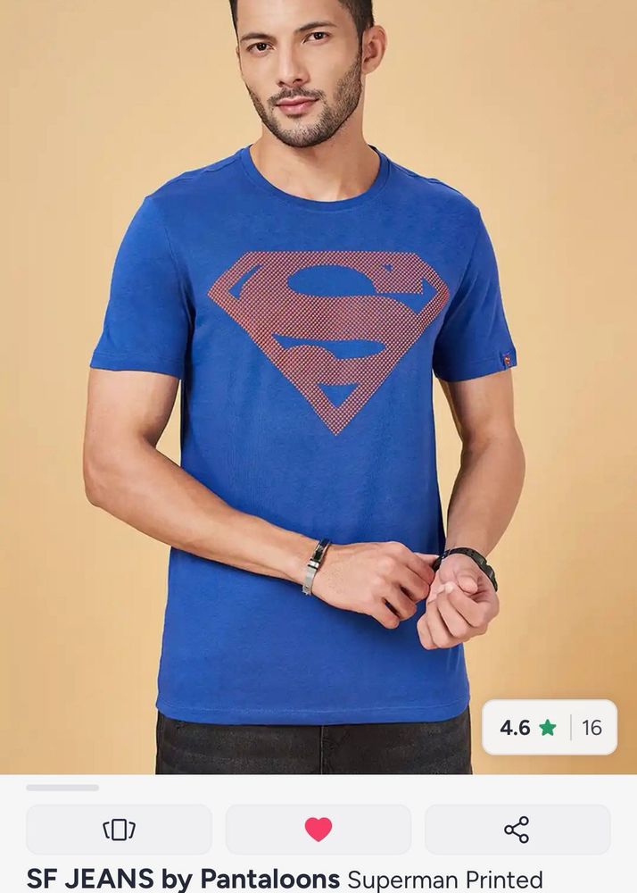 Men's Blue Superman Print T-Shirt