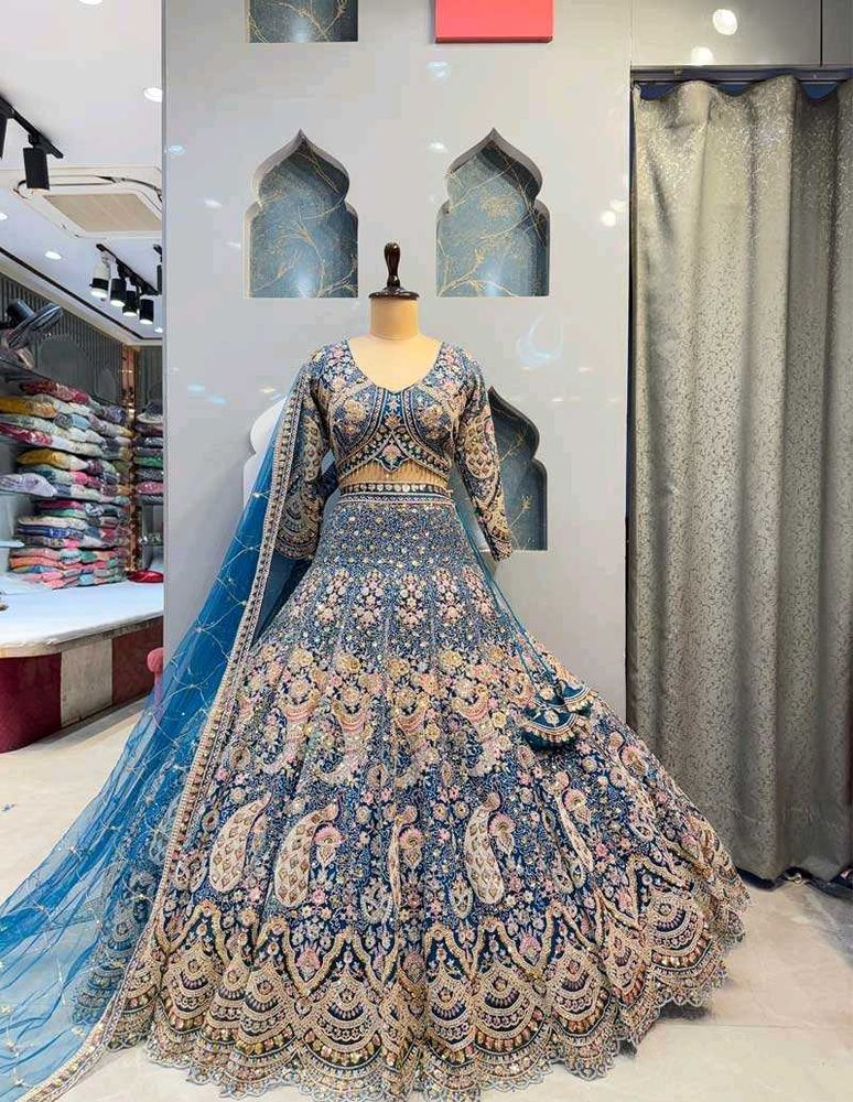 Exquisite Blue Embroidered Lehenga Choli