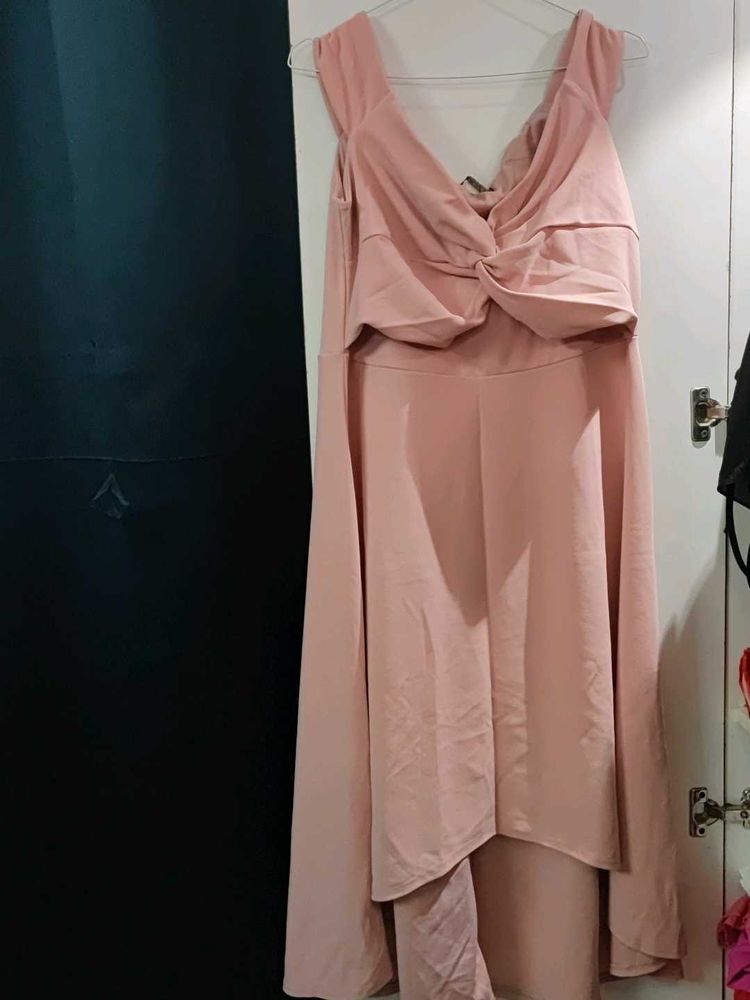 Peach Off-shoulder  Dress