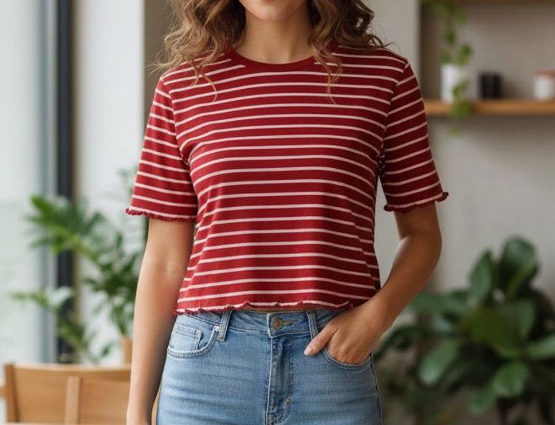 Striped Dark Pink Crop Top