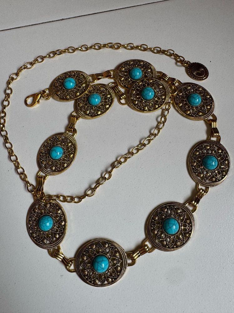 Bohemian Gold &amp; Turquoise Waist Chain