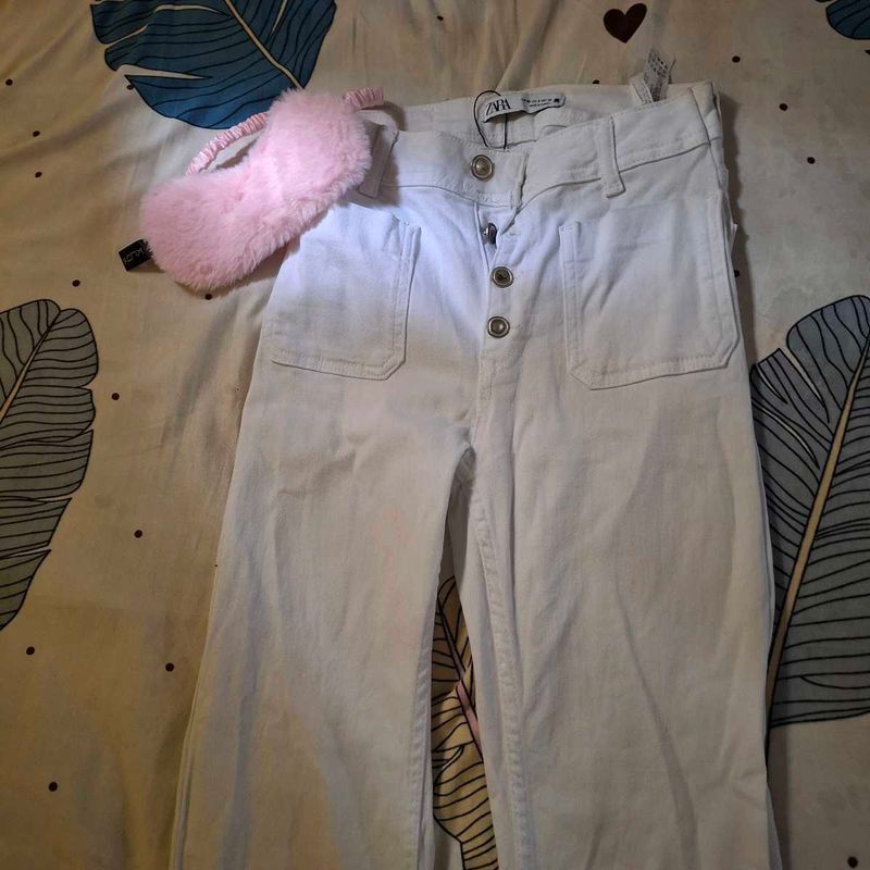 Zara White Flared Jeans