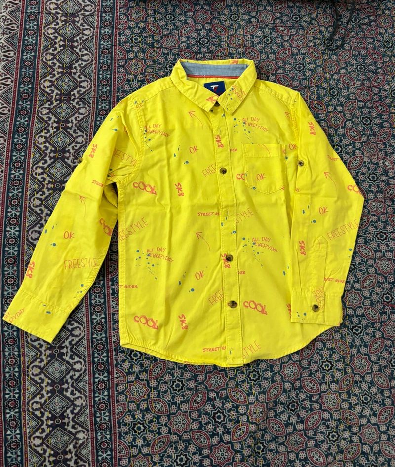 Boys Yellow Graphic Print Shirt