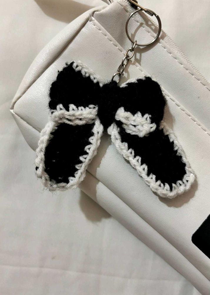 Handmade Crochet Bow Keychain