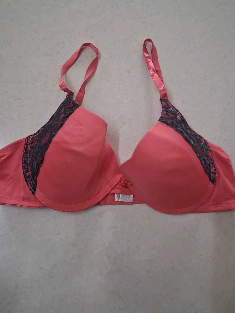 36C Coral Lace Trim Bra