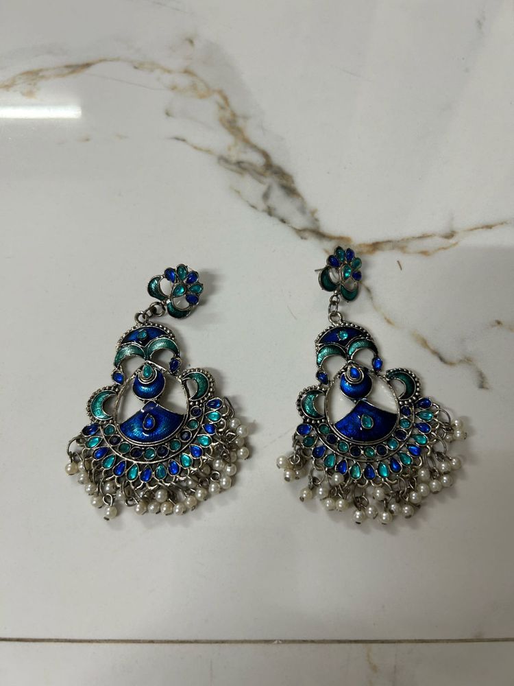 Beautiful Blue &amp; Green Peacock Earrings