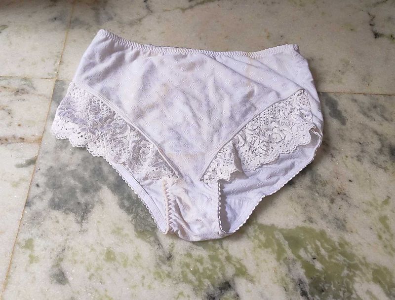 White Lace Trim Briefs