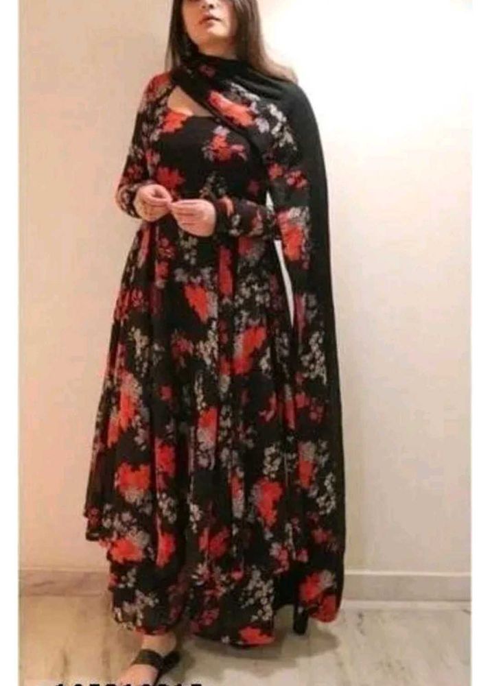 Floral Print Kurta Set with Dupatta