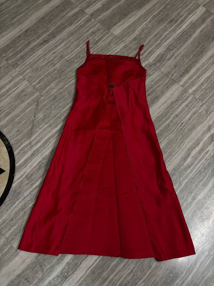 Elegant Red Spaghetti Strap Dress