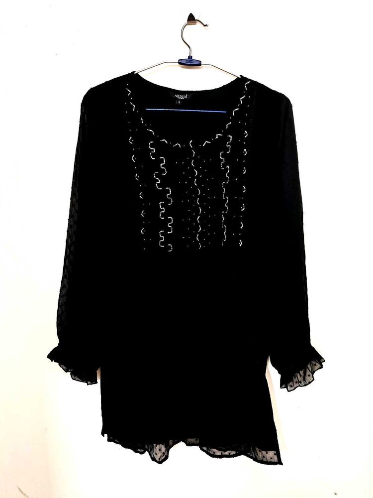 Elegant Black Embellished Kurti