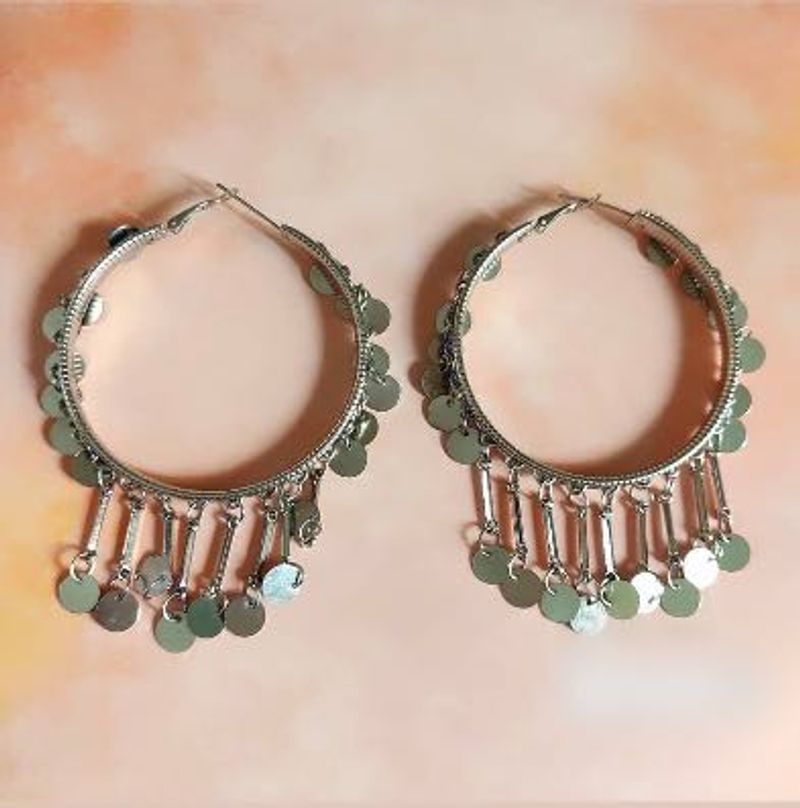 Boho Hoop Earrings with Dangle Charms