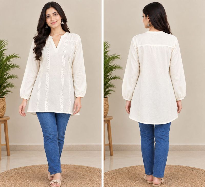 Women Casual Top / Bohemian V-Ne