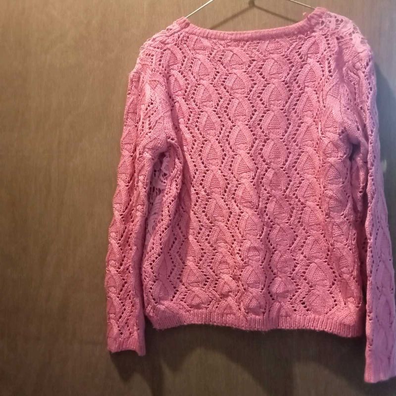 Pink Crocheted Sweater