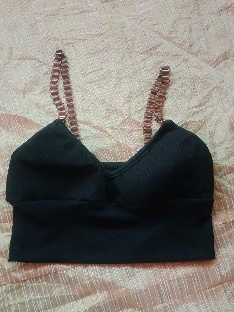 Black Chain Strap Crop Top