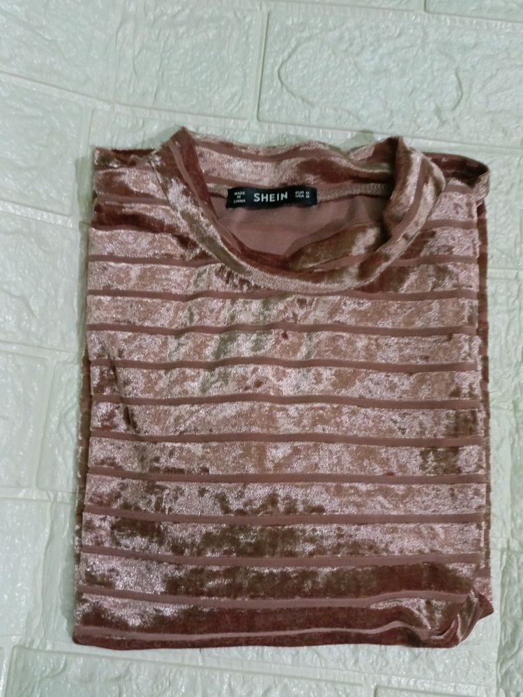 Shein Velvet Light Pink Top