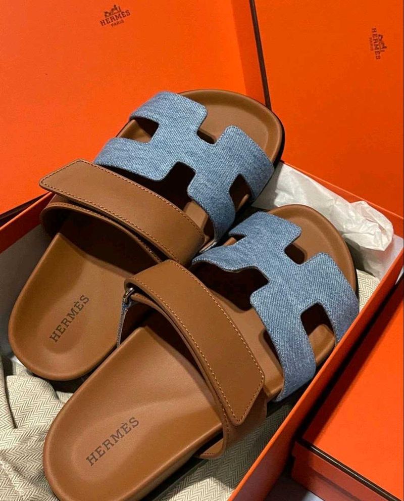 ORIGINAL Hermes 'Oran' Sandal - Denim &amp; Leather