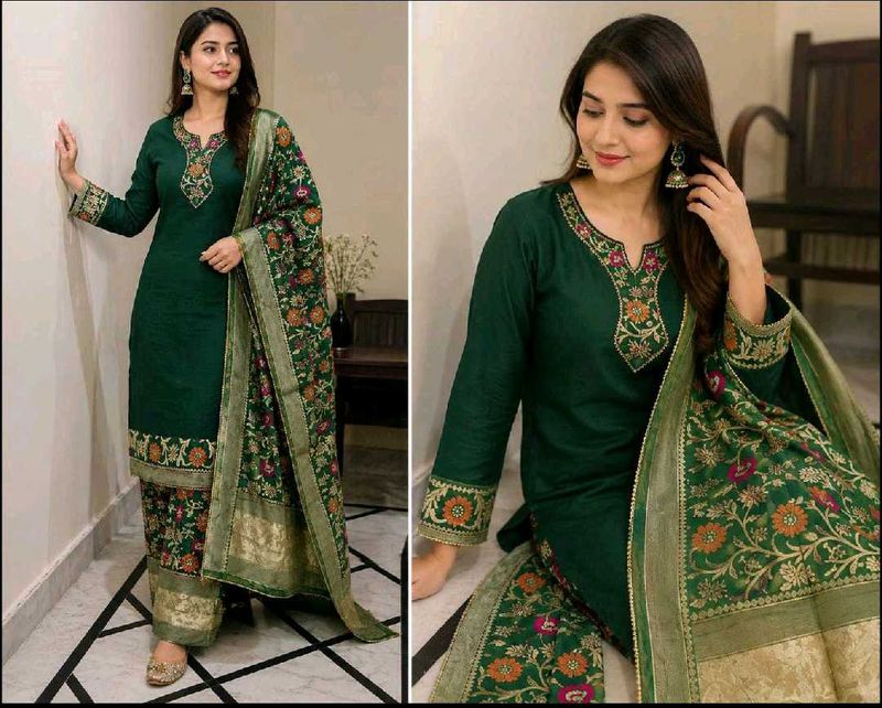 Elegant Green Embroidered Kurta Set