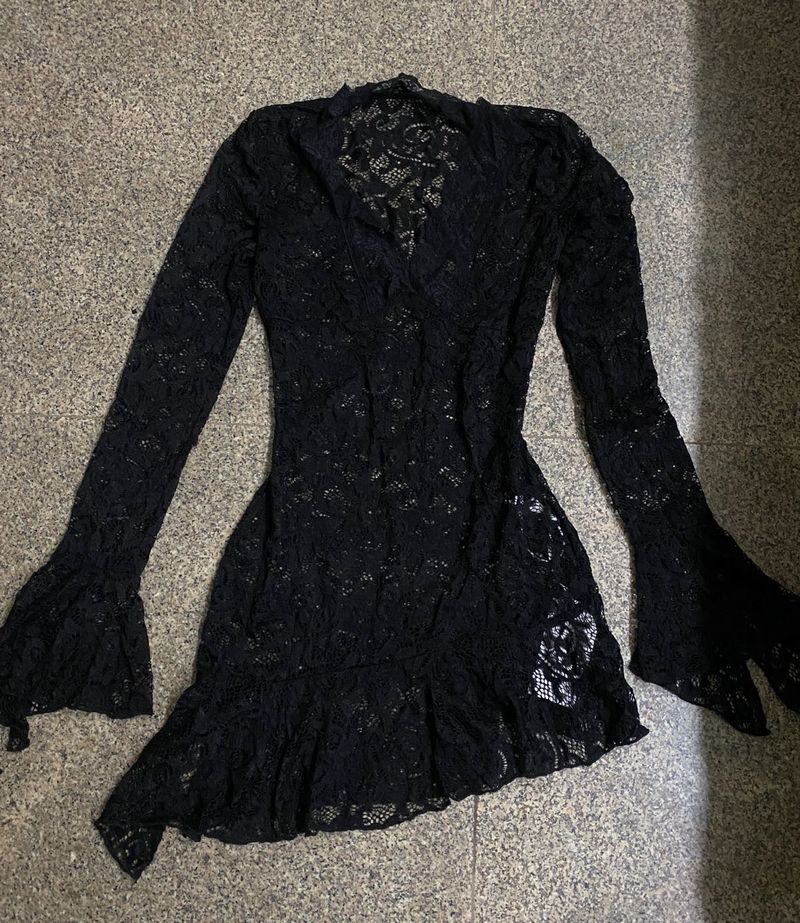 🐈‍⬛Savana Black Lace  Sleeve  Dress