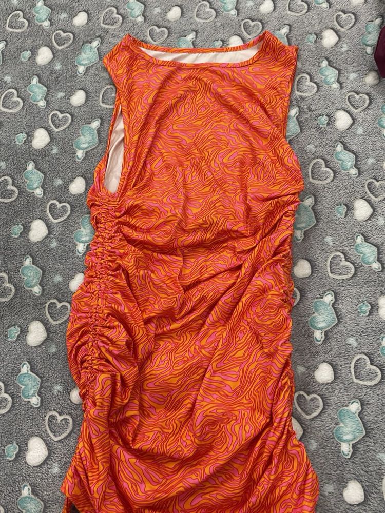 Orange Patterned Bodycon Dress