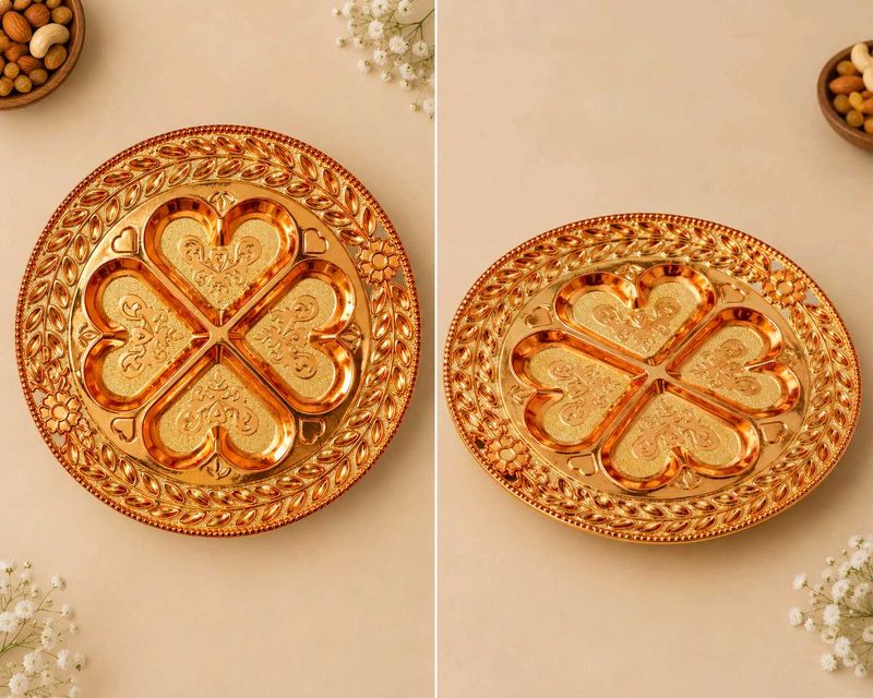 Empty Golden Heart Compartment Dry fruit Tray