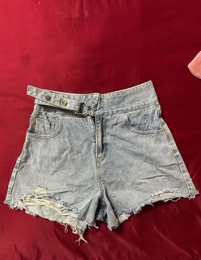 Distressed Denim Shorts