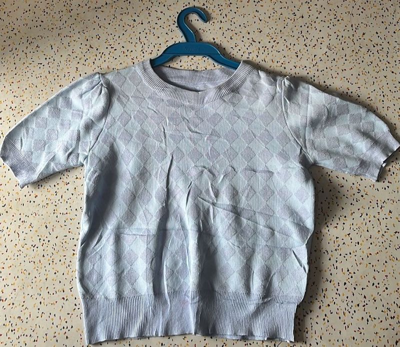 Cute Light Blue Knit Top