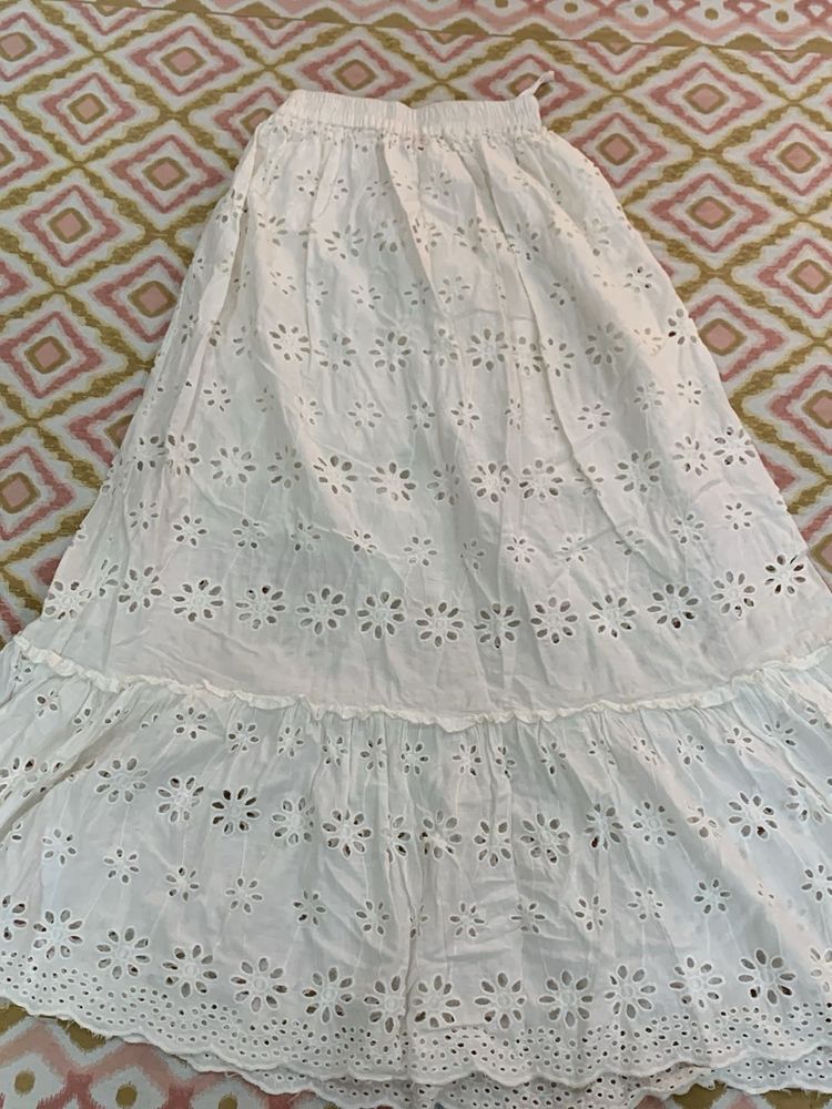 White Eyelet Maxi Skirt