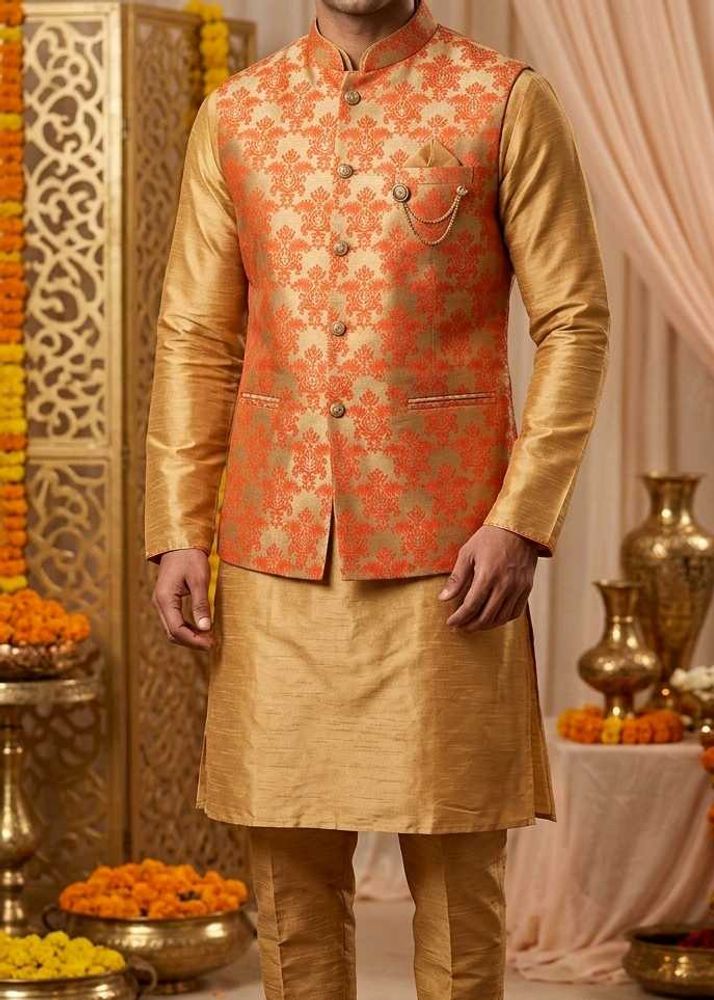 Men's Ethnic Kurta Set with Nehru Jacket