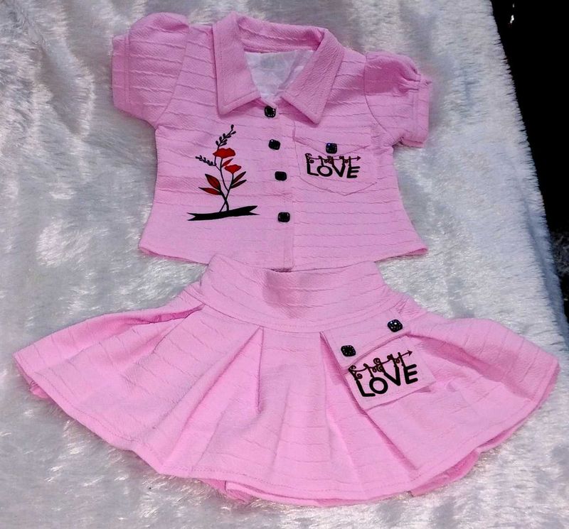 Cute Pink Top and Skirt Set