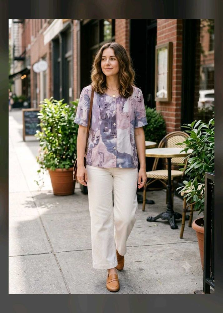 Stylish Short Sleeve Printed Top