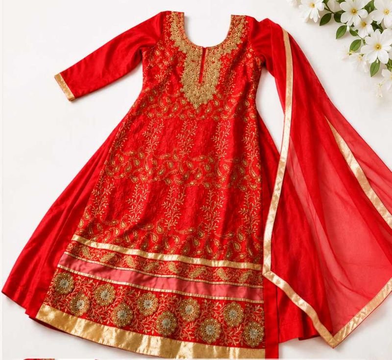 Red Ethnic Suit Set with Palazzo