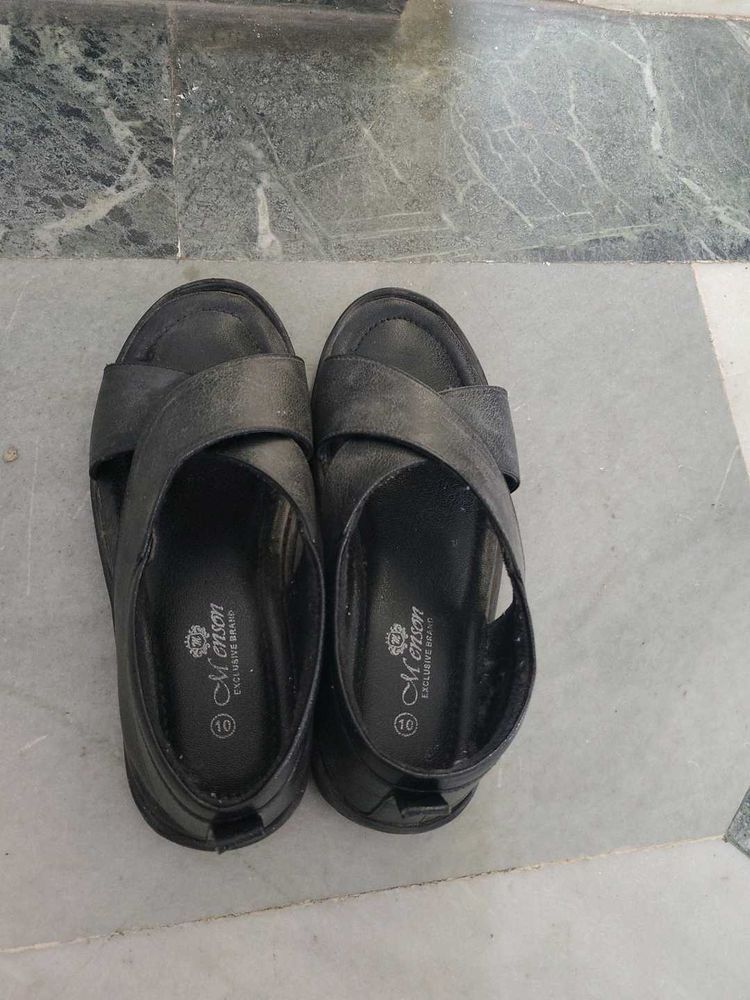 Men's Black Leather Sandals