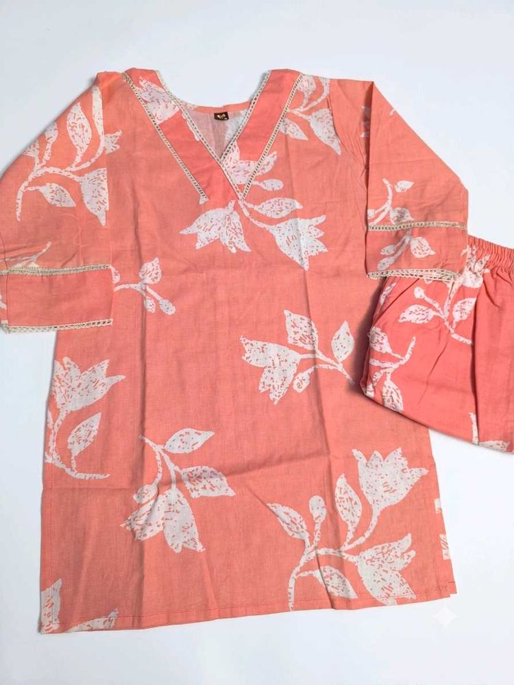 Peach Floral Cord set only M size
