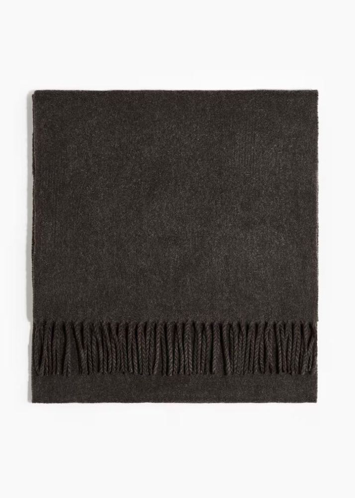 H&amp;M Dark Brown Scarf with Fringe