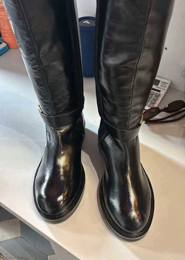 Real leather knee high boots
