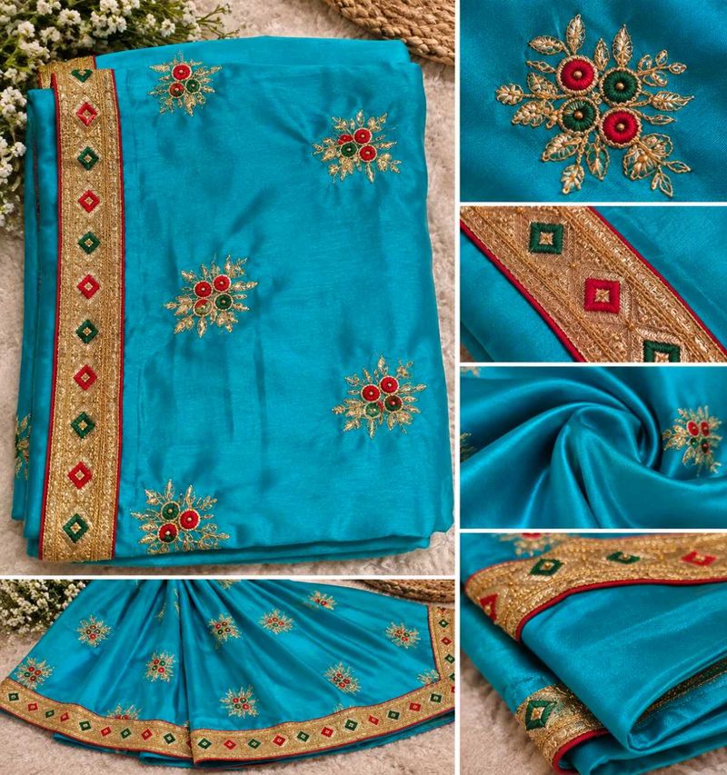 ✨ Beautiful Blue Embroidered Saree | Elegant &amp; Sty