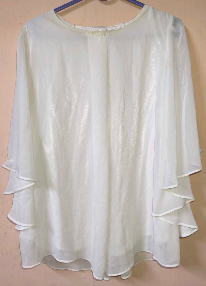 Sheer White Flowy Sleeve Top