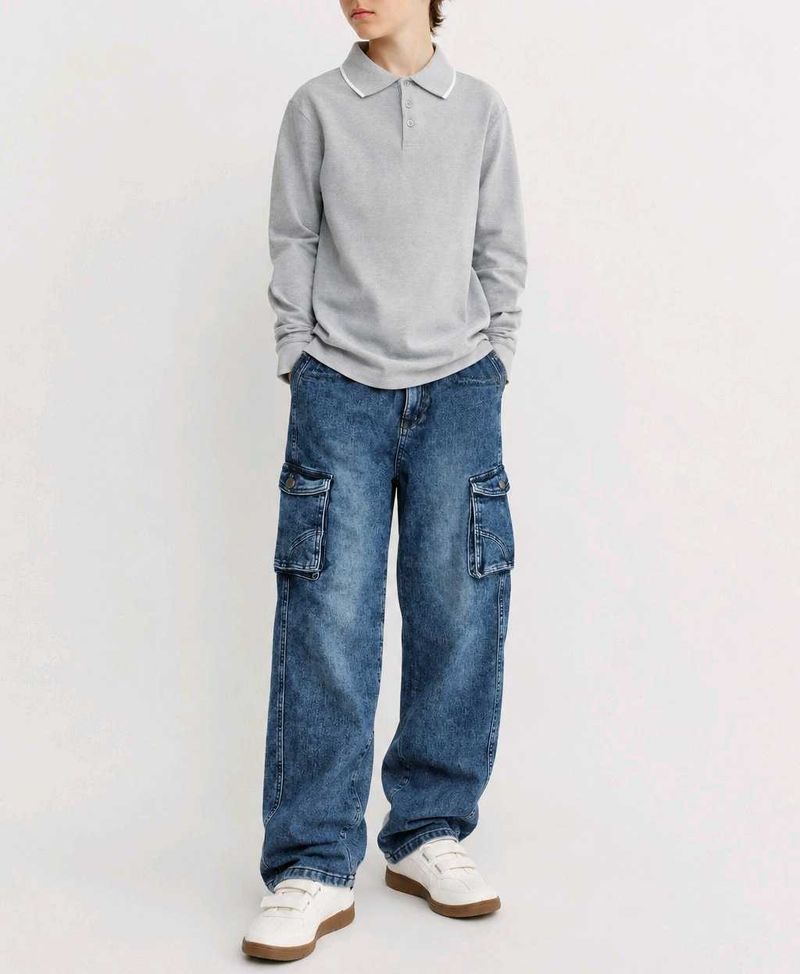 Boys Blue Cargo Jeans – Wide Leg
